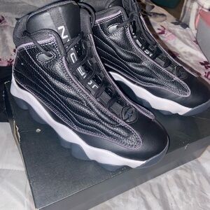 Jordan Black and Purple Athletic Shoes